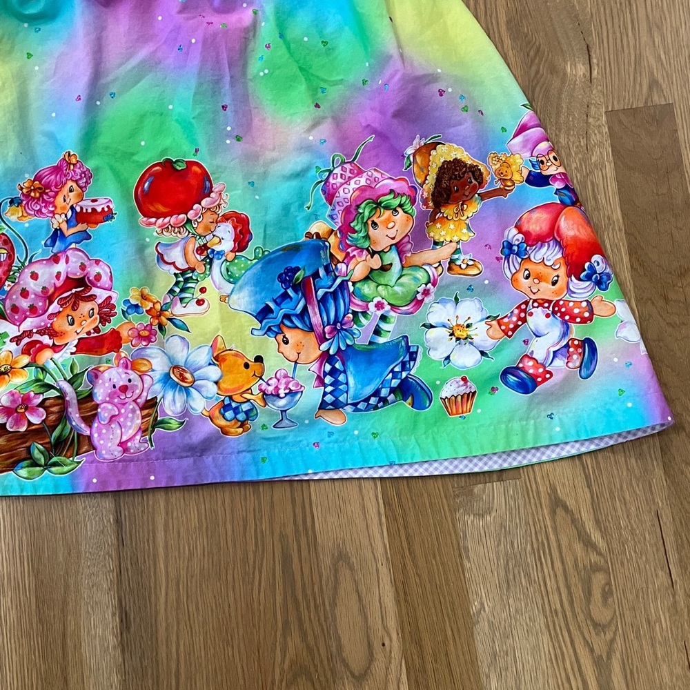 Strawberry Shortcake Cartoon Women’s Unique Handmade Rainbow Pocket Mini Skirt - Picture 4 of 8